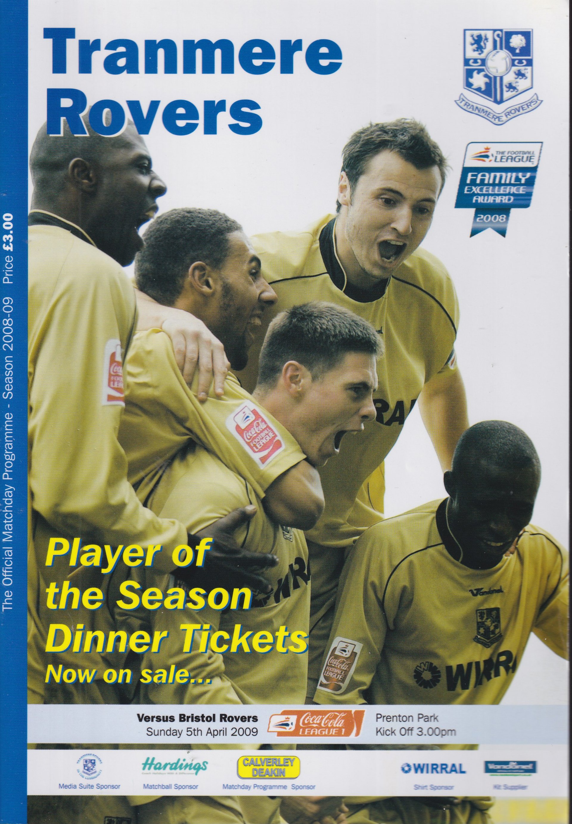 Tranmere Rovers v Bristol Rovers match programme
